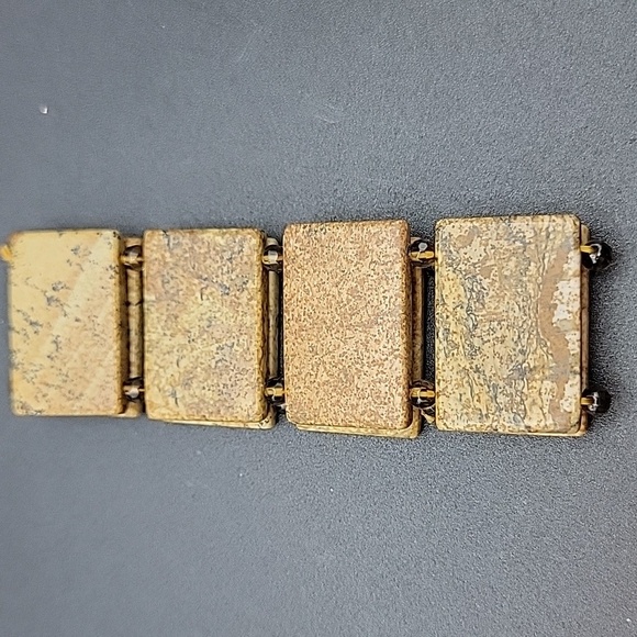 Natural Gemstone Picture Jaspet Smokey Quartz Stretch Bracelet US Size 7.5" - Picture 8 of 9